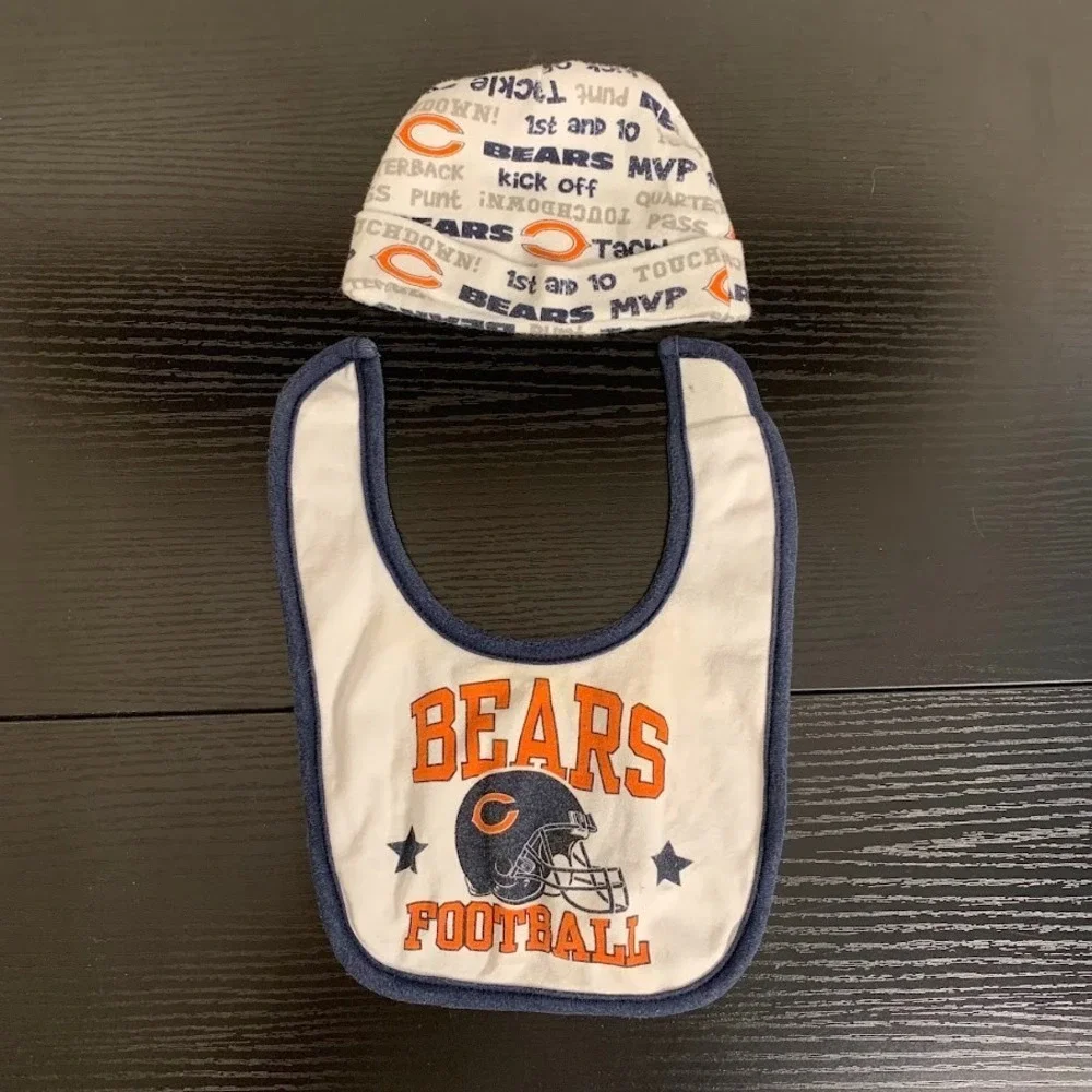 Chicago Bears Football‎ NFL Team Baby Hat and Bib 0-6 Months